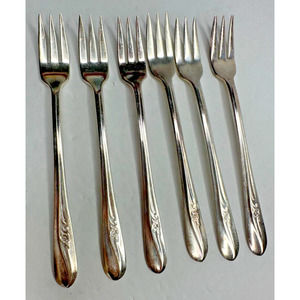 Holmes Tuttle Meadow Flower Cocktail Fork Silver Plated Flatware Silverware 6 pc
